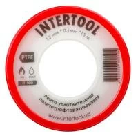 Стрічка тефлонова, фум (политетрафторетиленова), 15 м, 12×0,1 мм, 0,2 г/см³ INTERTOOL IT-0001