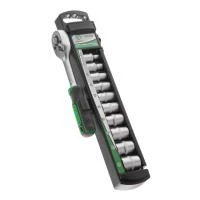Набір головок 10 од. 1/4" з рукояткою із храповим механізмом INTERTOOL ET-6008