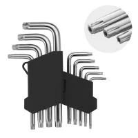 Набір ключів Г-подібних TORX з отвором 9 шт, Т10-Т50, CrV INTERTOOL HT-0604