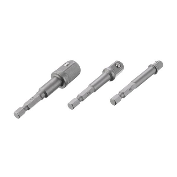 Набір перехідників з Hex 1/4" на квадрат 1/4", 3/8", 1/2", під шуруповерт, Cr-V, STORM INTERTOOL VT-0235
