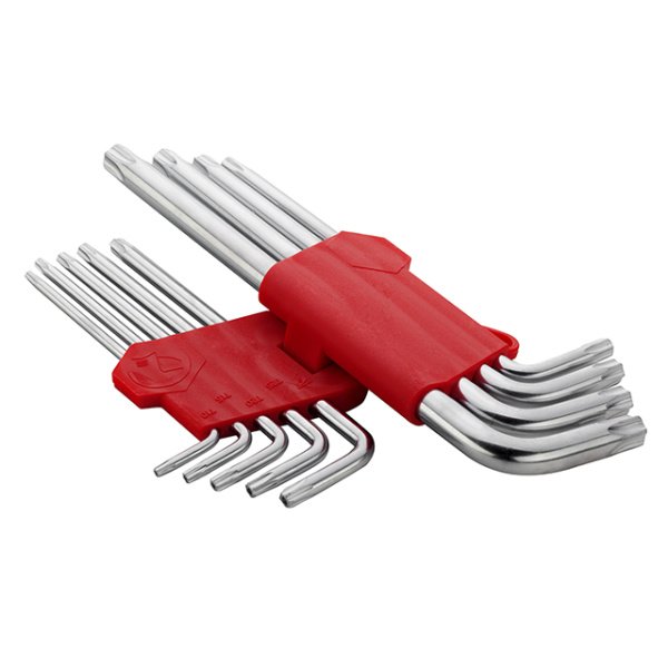 Набір ключів Г-подібних TORX подовжених, з отвором, 9 шт., Т10-Т50, Cr-V INTERTOOL HT-0606