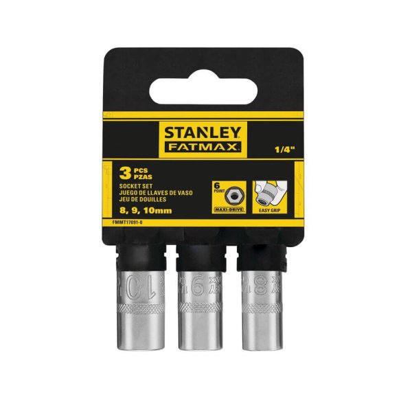 Набір торцевих головок 1/4 Maxi Drive, із шестигранним профілем, 3 шт: 8, 9, 10 мм STANLEY FMMT17091-0