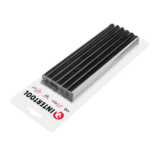 Комплект клейових стрижнів чорних, 11,2×200 мм, 12 шт. INTERTOOL RT-1023