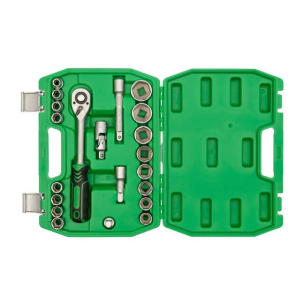 Набір інструментів, 1/2", 21 од., головки: 10-32 мм, кейс INTERTOOL ET-6021SP