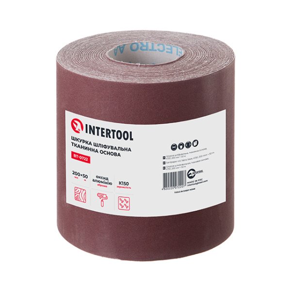 Шкурка шліфувальна на тканинній основі К150, 20cм x 50м INTERTOOL BT-0722