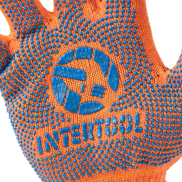 Рукавичка бавовняна з ПВХ крапками на долоні INTERTOOL SP-0135
