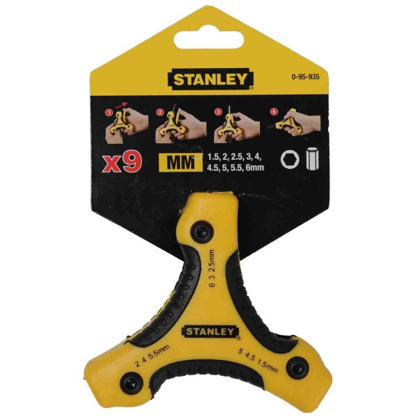 Набір з дев’яти шестигранних метричних ключів з ручкою Triangle STANLEY 0-95-935