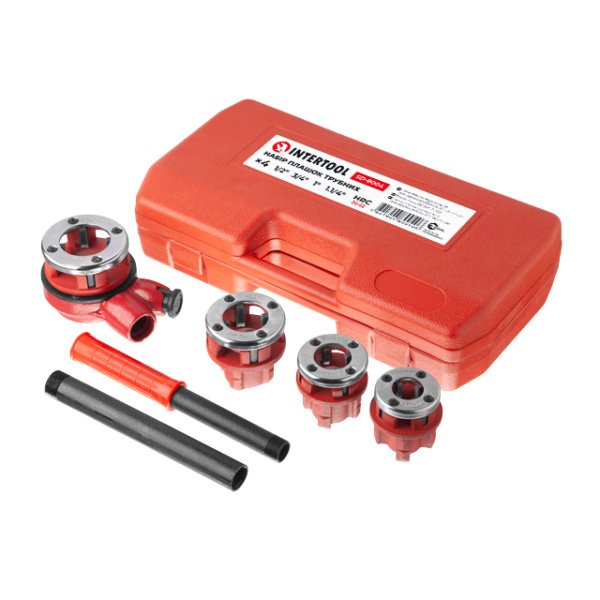 Набір плашок 4 шт для нарізання різьби 1/2"; 3/4"; 1"; 1 1/4" INTERTOOL SD-8004