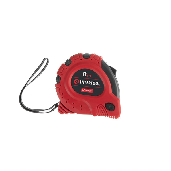 Рулетка з металевим полотном, з фіксатором, 8 м, 25 мм, "Супер Магніт" INTERTOOL MT-0308