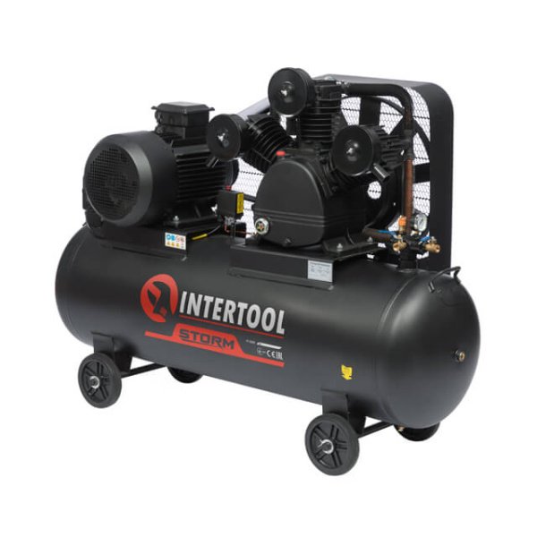 Компресор, 300 л, 11,0 кВт, 380 В, 10 атм, 1600 л/хв, 3 циліндри INTERTOOL PT-0050