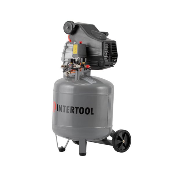 Компресор 50л, вертикальний, 1.5 кВт, 220 В, 8 aтм, 206 л/хв INTERTOOL PT-0019