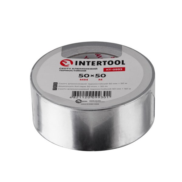Скотч алюмінієвий термостійкий 50 мм * 50 м. INTERTOOL KT-0993