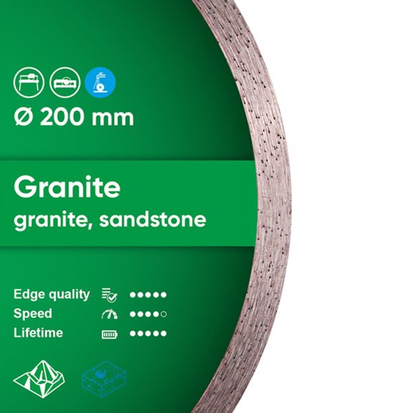 Круг алмазный отрезной 1A1R 200x1,6x10x25,4 Granite