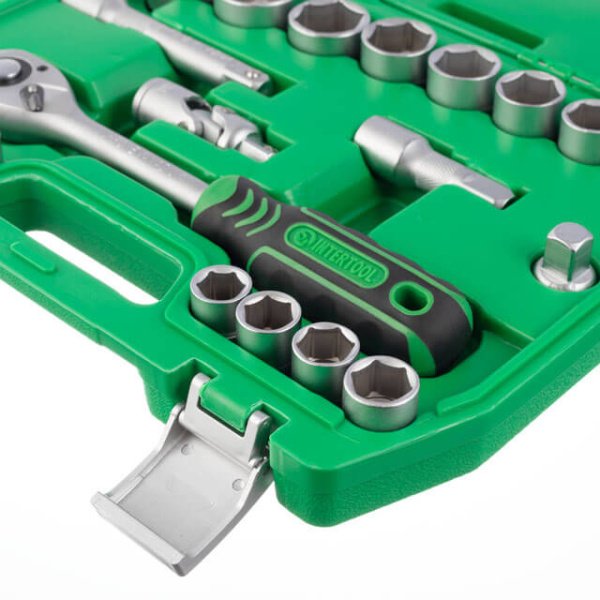 Набір інструментів, 1/2", 21 од., головки: 10-32 мм, кейс INTERTOOL ET-6021SP