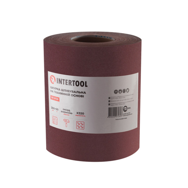 Шкурка шліфувальна, тканинна основа, К320, 200 мм × 50 м INTERTOOL BT-0726