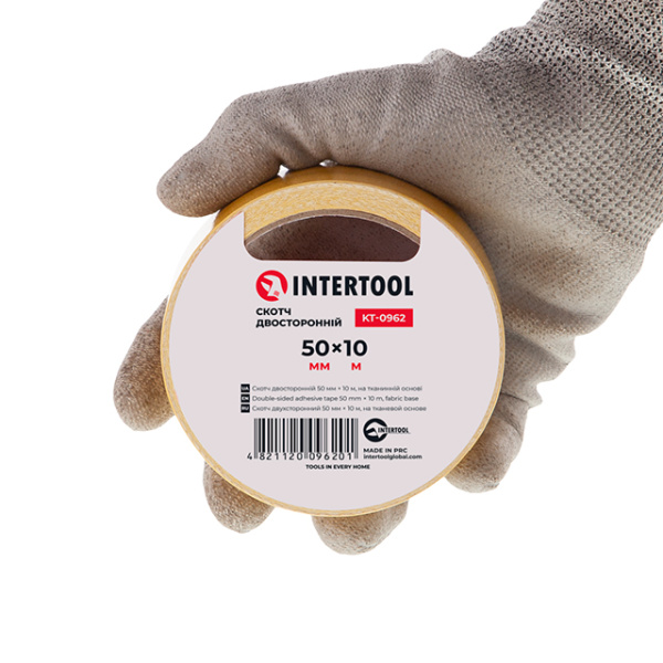 Скотч двосторонній 50мм * 10м на тканинній основі INTERTOOL KT-0962