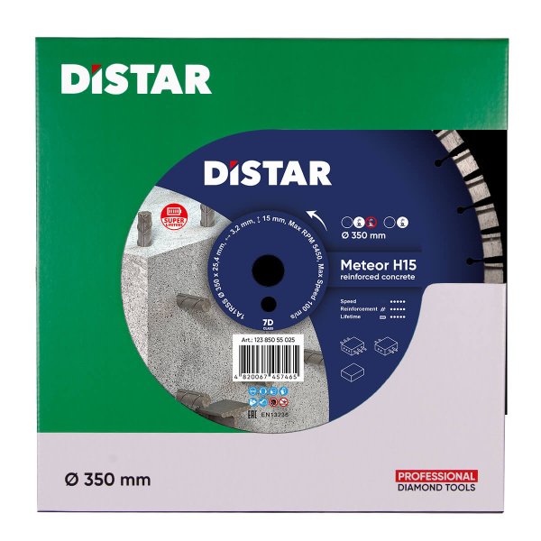 Круг алмазний вiдрiзний Distar 1A1RSS/C3-W 350x3,2/2,2x25,4-11,5-48-ARPS 18x3,2x13+2 R160 Meteor H15