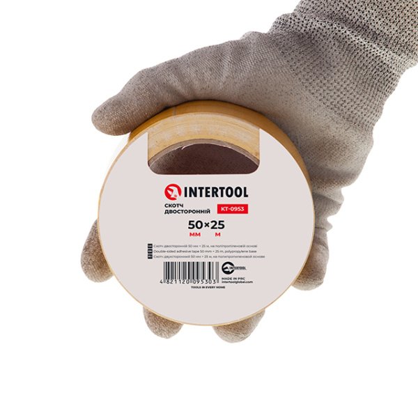 Скотч двосторонній 50мм * 25м на поліпропіленовій основі INTERTOOL KT-0953