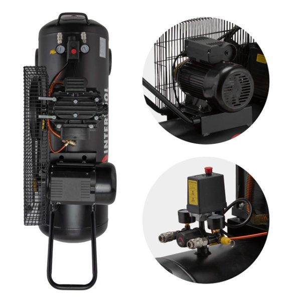 Компресор, 100 л, 1,8 кВт, 220 В, 10 атм, 250 л/хв INTERTOOL PT-0012