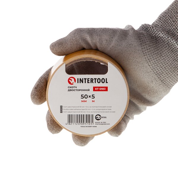 Скотч двосторонній, 5 м, 50 мм, на поліпропіленовій основі INTERTOOL KT-0951