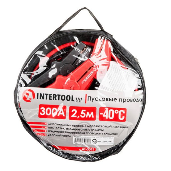 Пускові дроти 300А, 2.5м, до -40 ° C, чохол INTERTOOL AT-3041