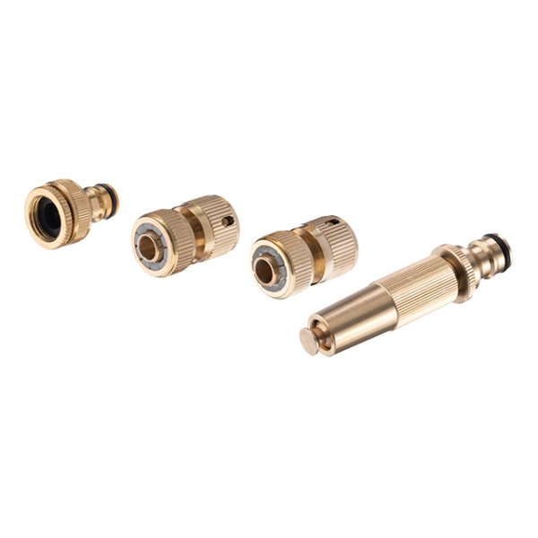 Комплект насадка латунна для поливу 1/2", конектор з аквастопом 1/2", конектор 1/2", адаптер 1/2" та 3/4" STORM INTERTOOL GE-1426