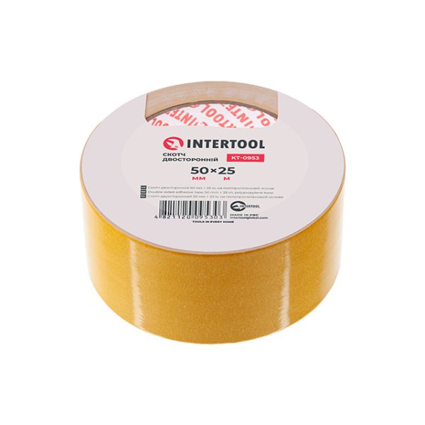 Скотч двосторонній 50мм * 25м на поліпропіленовій основі INTERTOOL KT-0953