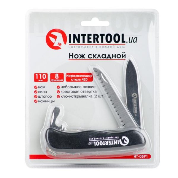 Багатофункціональний складаний ніж 8 в 1 INTERTOOL HT-0591