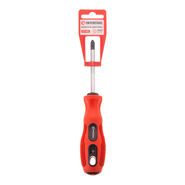 Викрутка хрестова, PZ2×75 мм, Cr-V INTERTOOL VT-3158