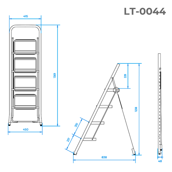 Драбина, 4 сходинки 300*200мм INTERTOOL LT-0044