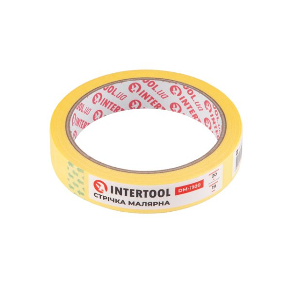 Стрічка малярна 19мм, 20м, жовта INTERTOOL DM-1920