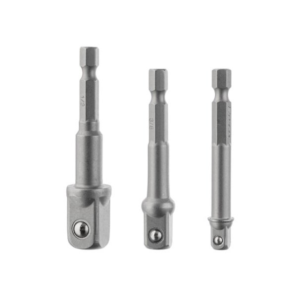 Набір перехідників з Hex 1/4" на квадрат 1/4", 3/8", 1/2", під шуруповерт, Cr-V, STORM INTERTOOL VT-0235