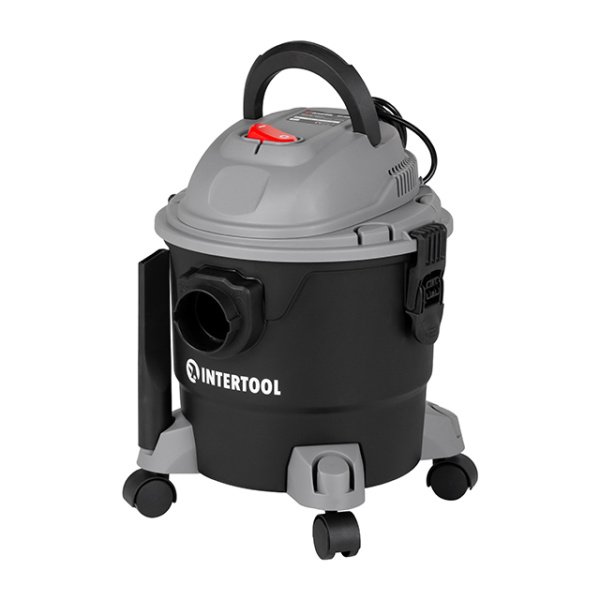 Пилосос будівельний, 1,0 кВт, >17 кПа, бак 15 л пластик, шланг 1,5 м INTERTOOL DT-1015