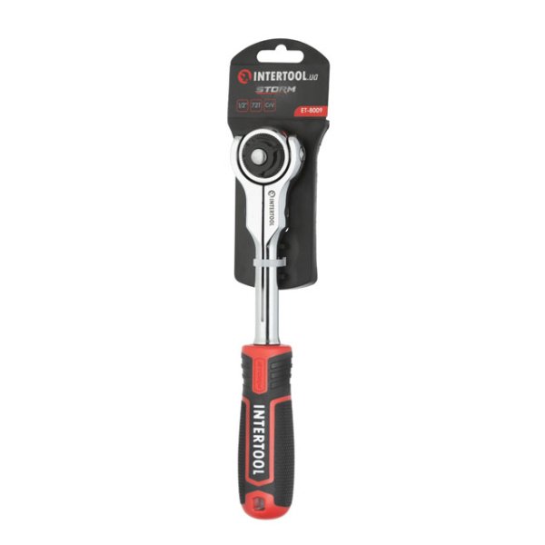 Рукоятка з храповим механізмом поворотна, 72 зуба 1/2 ", Cr-V STORM INTERTOOL ET-8009