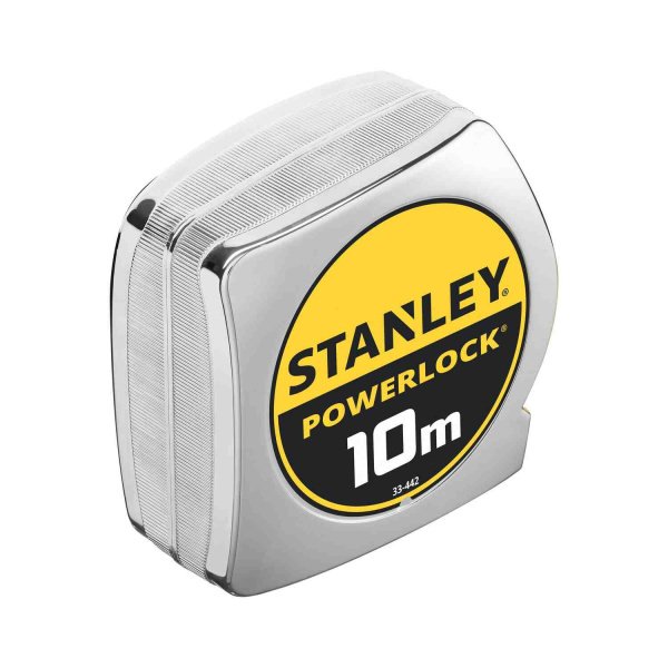 Рулетка вимірювальна Powerlock® довжиною 10 м, шириною 25 мм в хромованому пластмасовому корпусі STANLEY 0-33-442