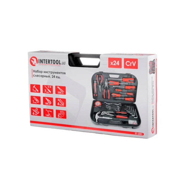 Набір інструментів слюсарний, 24 од. INTERTOOL ET-6001