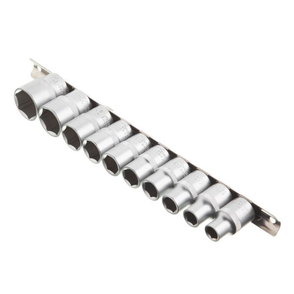 Набір шестигранних головок на планці, 1/2", 10 од. (10, 11, 12, 13, 14, 15, 17, 19, 22, 24 мм) INTERTOOL ET-6011
