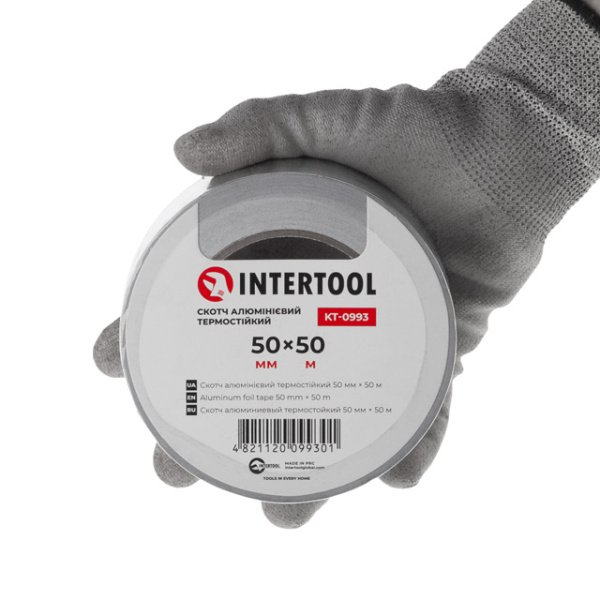 Скотч алюмінієвий термостійкий 50 мм * 50 м. INTERTOOL KT-0993