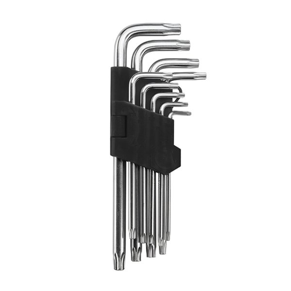 Набір ключів Г-подібних TORX подовжених, з отвором, 9 шт., Т10-Т50, Cr-V INTERTOOL HT-0606