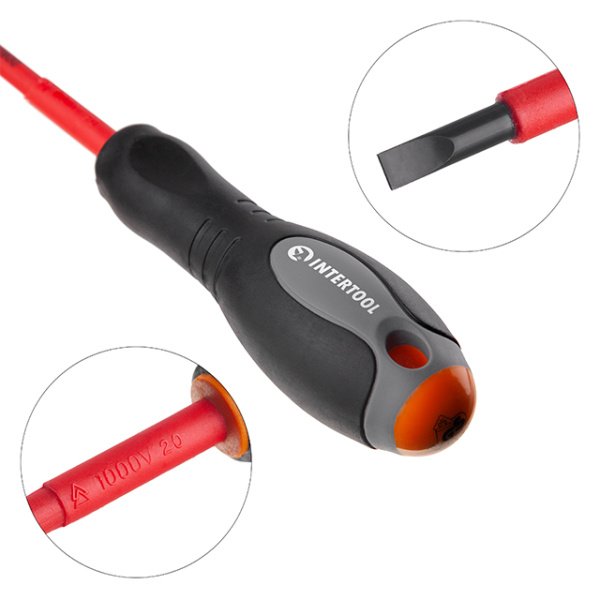 Викрутка шліцева ізольована 0.5*3 мм, 75 мм, 1000 В INTERTOOL VT-3203