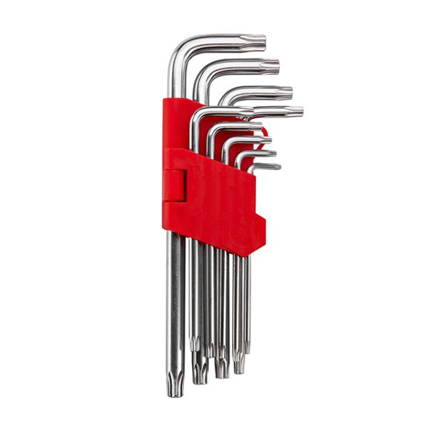Набір ключів Г-подібних TORX подовжених, з отвором, 9 шт., Т10-Т50, Cr-V INTERTOOL HT-0606