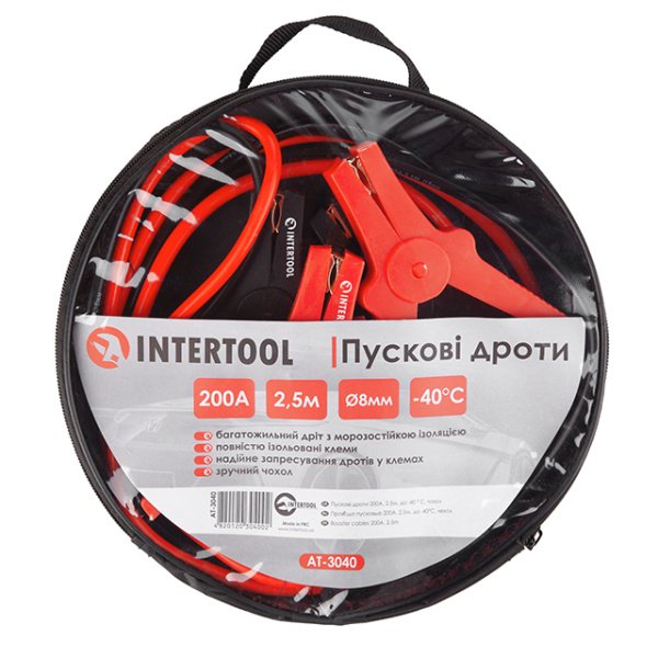 Пускові дроти 200А, 2.5м, до -40 ° C, чохол INTERTOOL AT-3040
