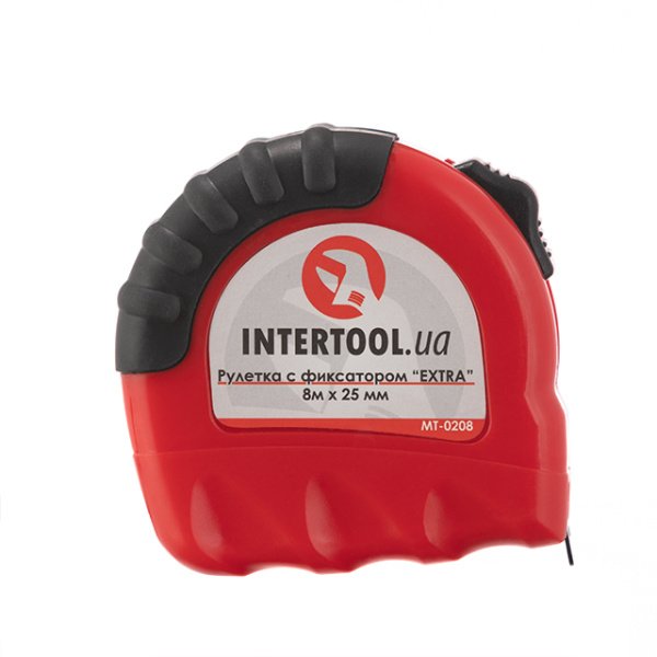 Рулетка з металевим полотном, з фіксатором, 8 м, 25 мм, "EXTRA" INTERTOOL MT-0208