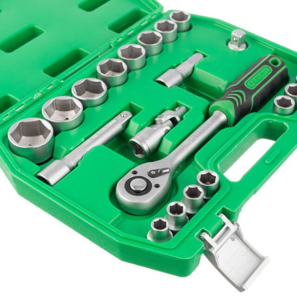 Набір інструментів, 1/2", 21 од., головки: 10-32 мм, кейс INTERTOOL ET-6021SP