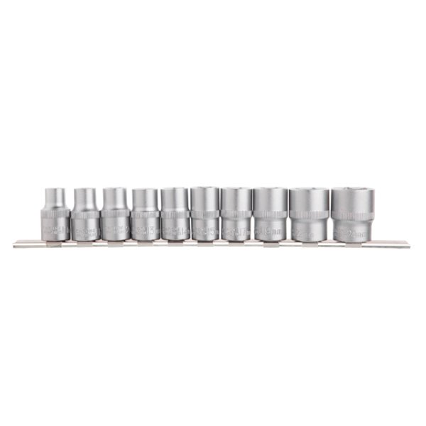 Набір шестигранних головок на планці, 1/2", 10 од. (10, 11, 12, 13, 14, 15, 17, 19, 22, 24 мм) INTERTOOL ET-6011