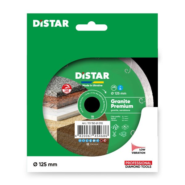 Круг алмазний вiдрiзний Distar 1A1R 125x1,5x8x22,23 Granite Premium