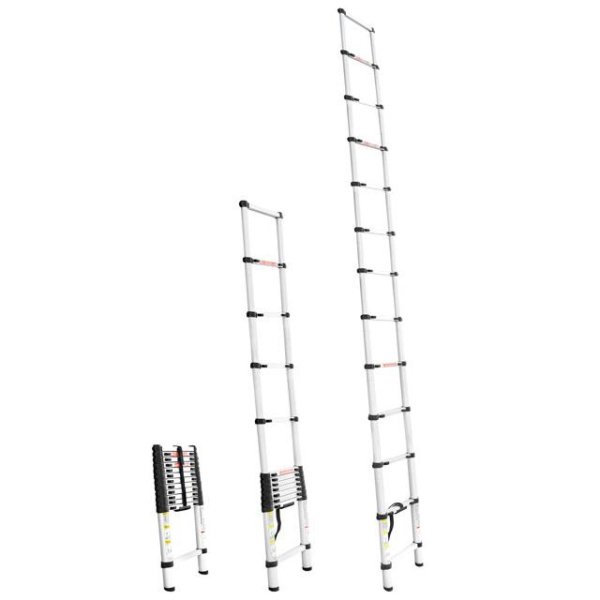 Драбина алюмінієва, телескопічна, 12 сход., 3,80 м, 150 кг INTERTOOL LT-3038