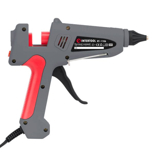 Пістолет клейовий 100(300) Вт, 215-230°C, під стрижні 10,8-11,5 мм, 13-30 г/хв INTERTOOL RT-1106
