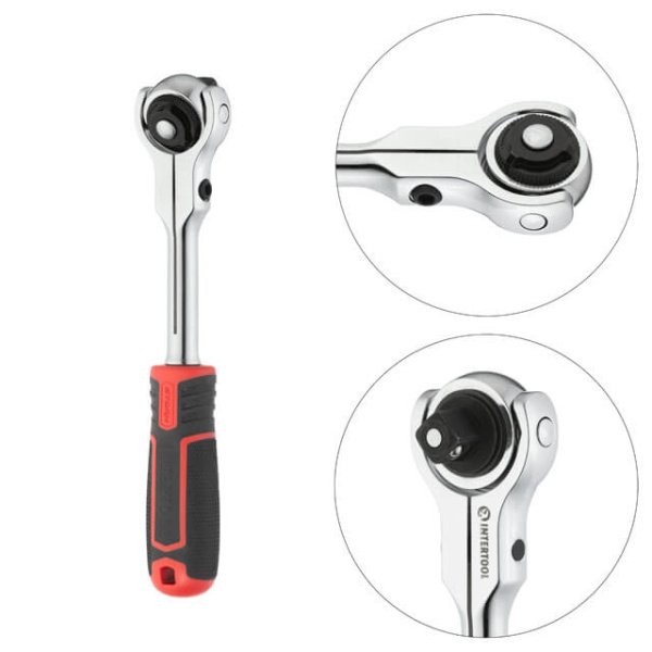 Рукоятка з храповим механізмом поворотна, 72 зуба 1/2 ", Cr-V STORM INTERTOOL ET-8009