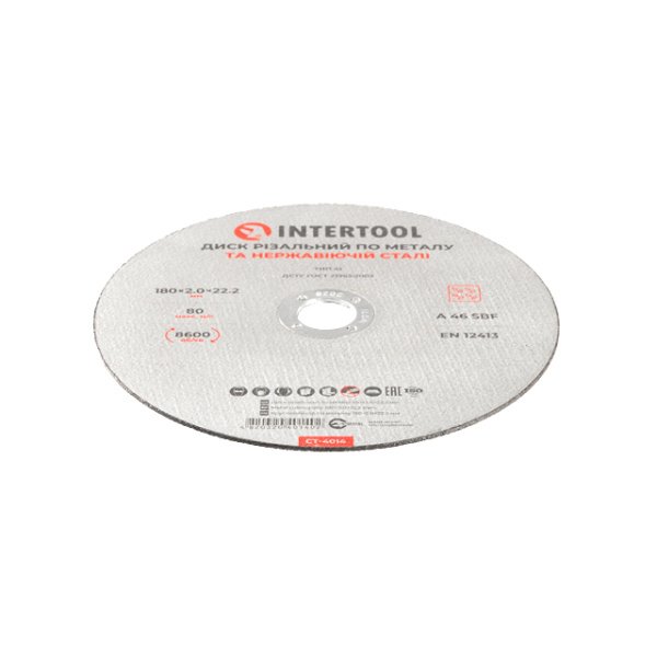 Диск відрізний по металу 180x2.0x22.2 мм INTERTOOL CT-4014